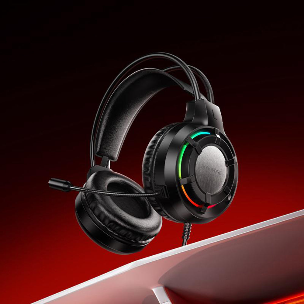 Borofone BO112 Wave 3.5mm Gaming Headphones, RGB, 2m, Black