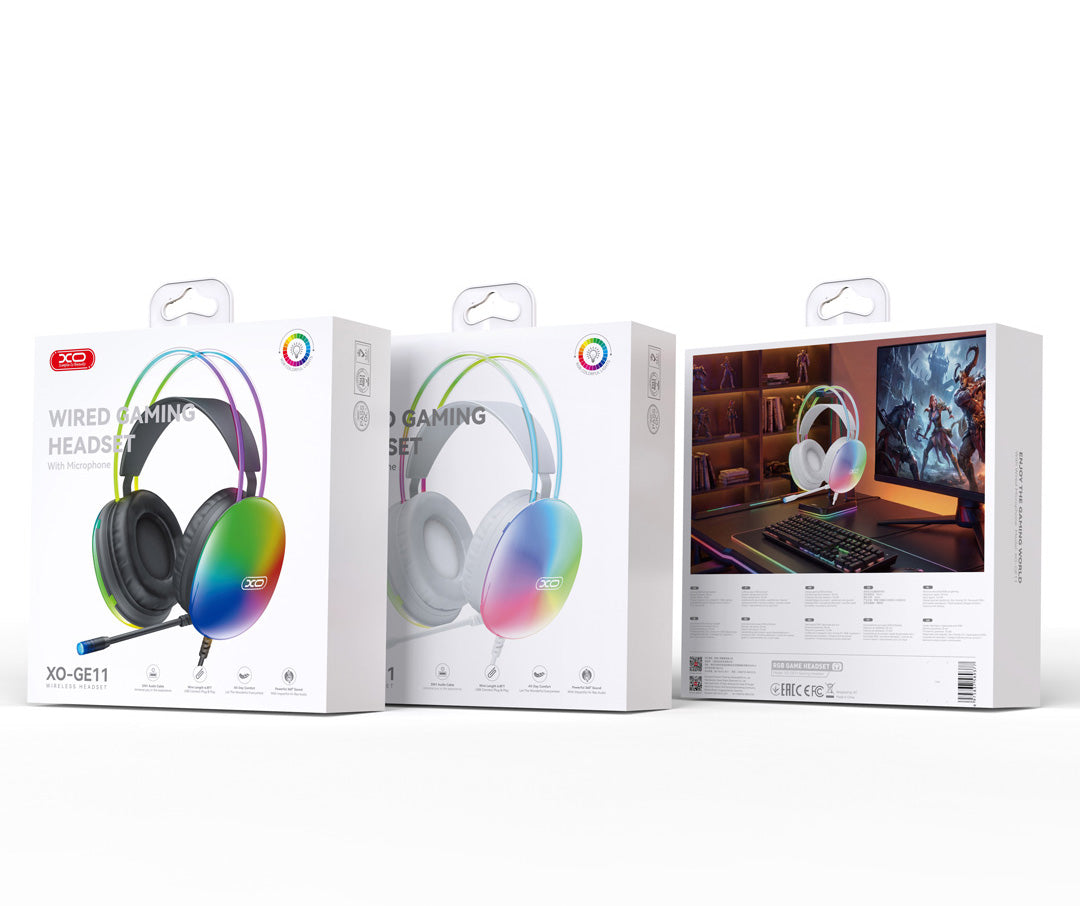 Gaming Headphones 3.5mm XO Design GE11, RGB, White