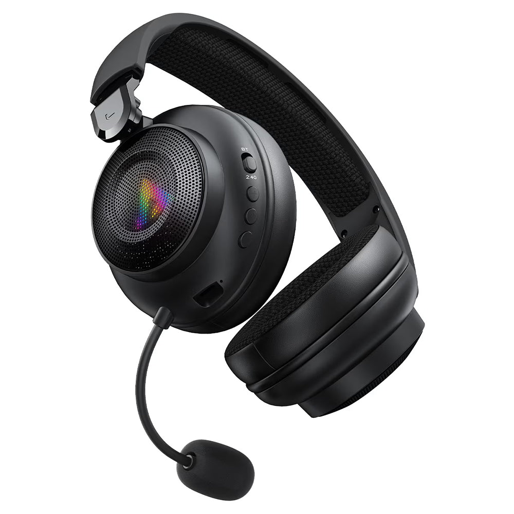 Acefast H15 Wireless Gaming Headphones, RGB, BT / Wi-Fi / Wired, Black