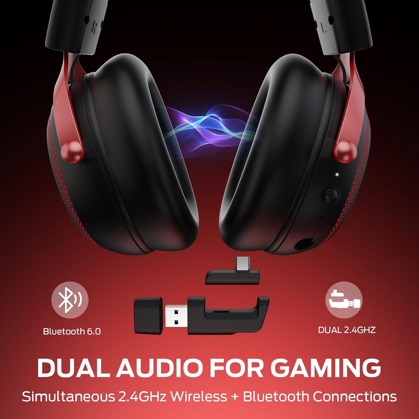 Wireless Gaming Headphones Monster Mission 350, BT / Wi-Fi / Wired, Black