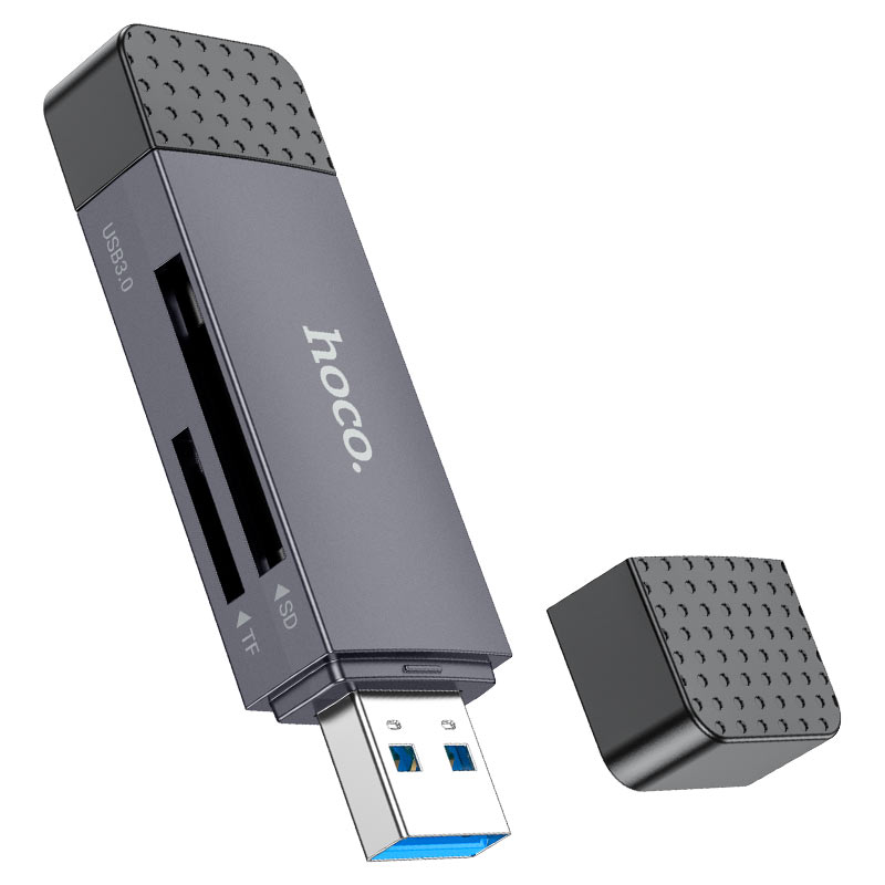 USB 3.0 / USB-C HOCO HB45 Card Reader, SD - microSD, Gray