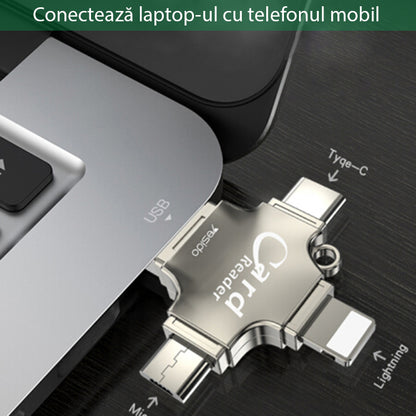 USB / USB-C / Lightning / microUSB Yesido GS13 Card Reader, microSD, Silver