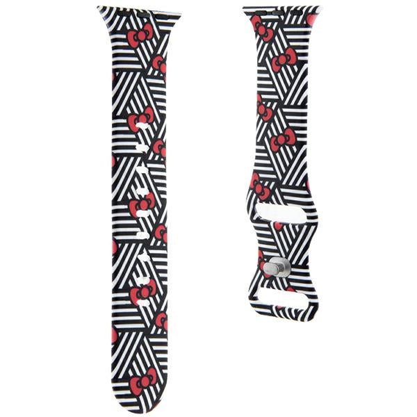 Hello Kitty Silicone Bows & Stripes Strap for Apple Watch 42mm / 41mm / 40mm / 38mm Series, Black