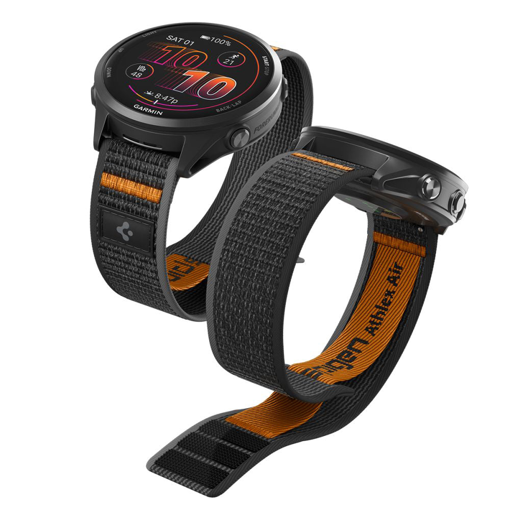 Spigen Athlex Air 2 Strap for Garmin Watch Venu / Forerunner Series, 22mm, Black Orange AMP11425