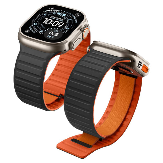 Spigen Athlex Air M Band for Apple Watch 49mm / 46mm / 45mm / 44mm Series, Black Orange AMP11534