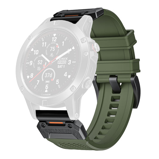 Techsuit W068 Strap for Garmin Watch Fenix Series, 26mm, Black Green