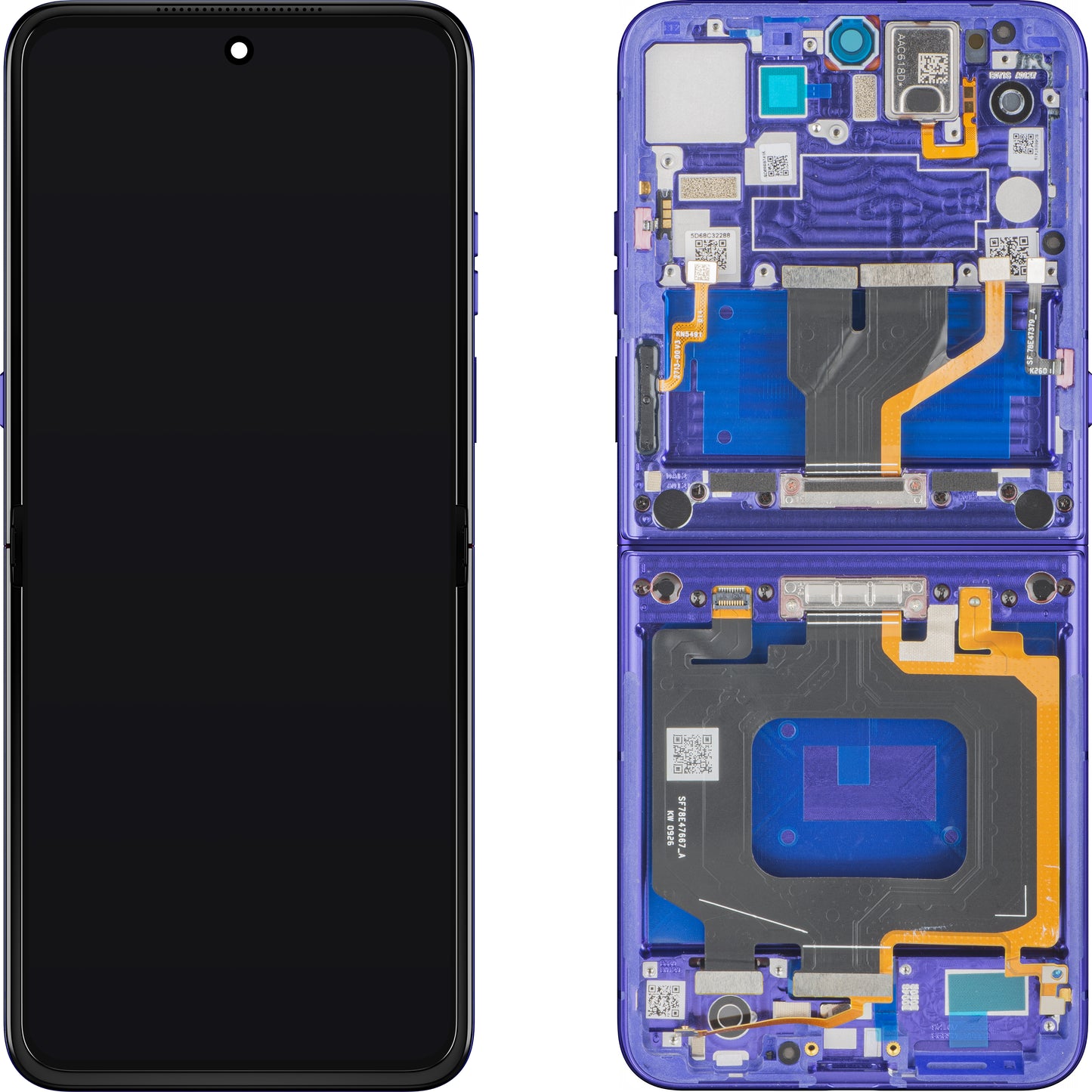 Motorola Razr Ultra 2026 / Razr 70 Ultra Touchscreen Display, with Frame, Under Inner, Blue (Pantone Orient Blue) Service Pack 5D68C32859