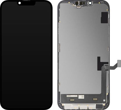 MP Touchscreen Display compatible with Apple iPhone 14 Plus, with Frame, Soft OLED FHD Movable IC Version, Black