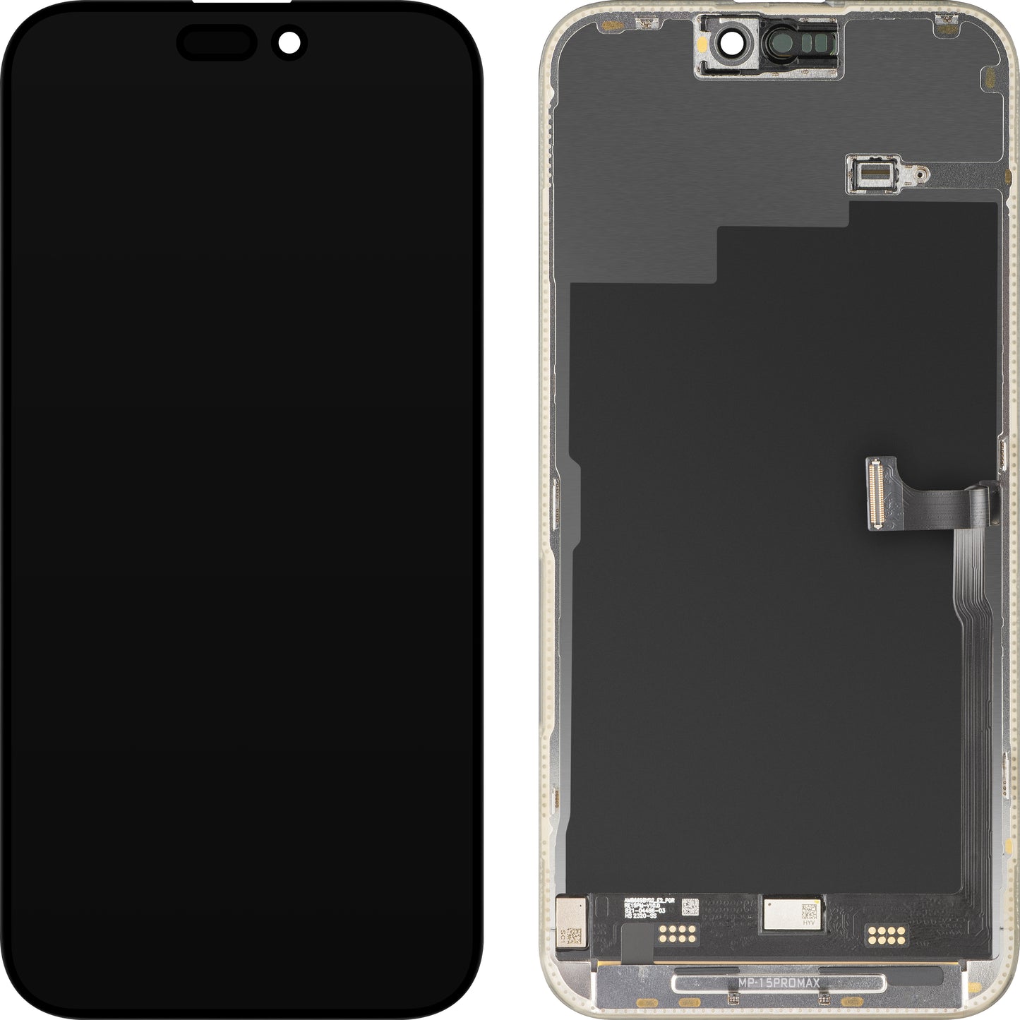 MP Touchscreen Display compatible with Apple iPhone 15 Pro Max, with Frame, Premium Soft OLED FHD 120Hz Diagnostic Version, Black, Refurbished