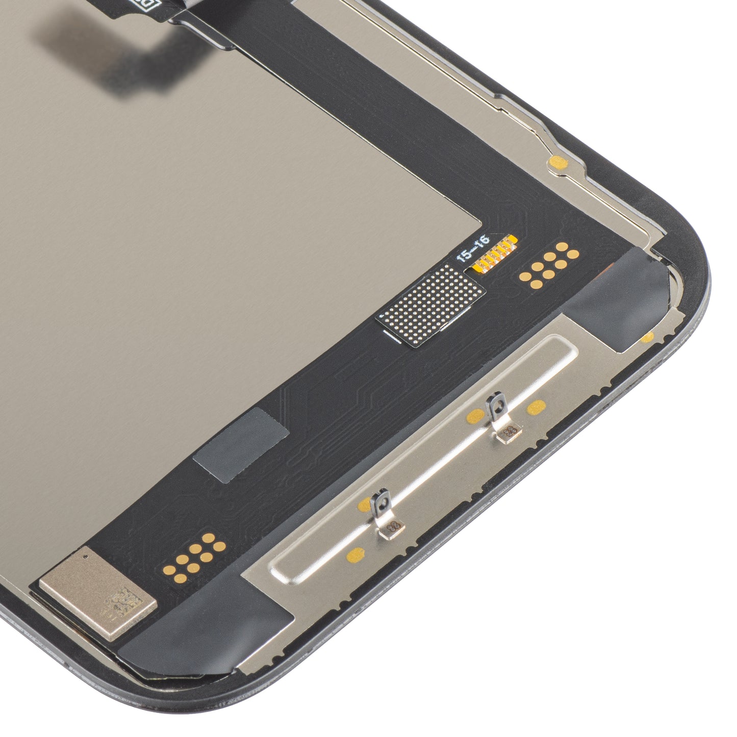 MP Touchscreen Display compatible with Apple iPhone 16, with Frame, Soft OLED FHD 120Hz Movable IC Version, Black