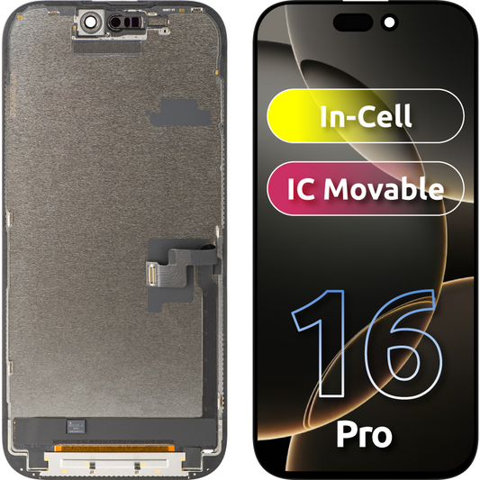 ZY Touchscreen Display for Apple iPhone 16 Pro, with Frame, Movable In-Cell IC LCD Version, Black