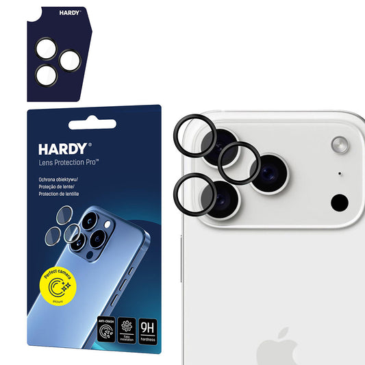 Back Camera Protective Film 3MK Hardy Protection Pro for Apple iPhone 17 Pro Max / 17 Pro, Tempered Glass, Black