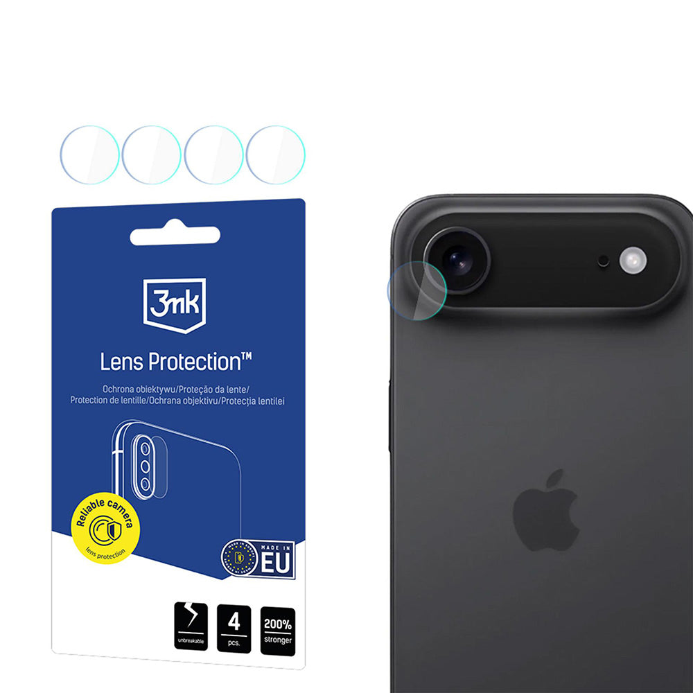 Rear Camera Protection Film 3MK Protection for Apple iPhone 17 Air, Tempered Glass, Set of 4 pieces, Transparent