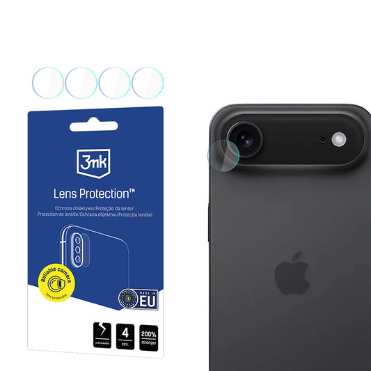 Rear Camera Protection Film 3MK Protection for Apple iPhone 17 Air, Tempered Glass, Set of 4 pieces, Transparent
