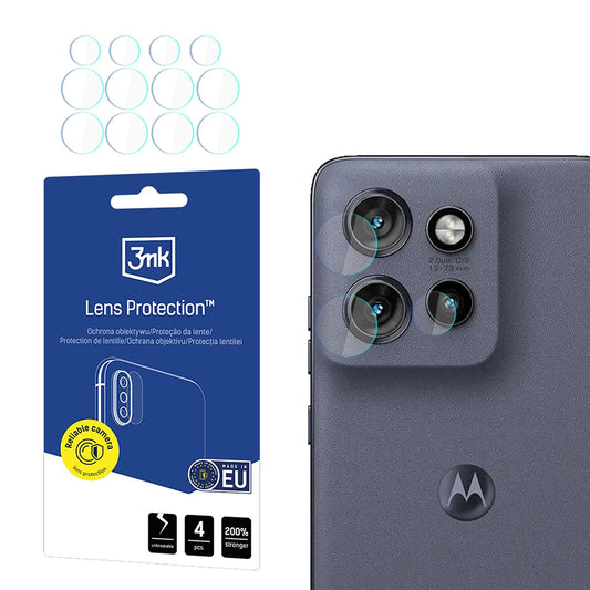 Back Camera Protection Film 3MK Protection for Motorola Edge 60 Neo, Flexible Glass, Set of 4 pieces, Transparent