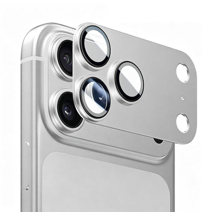 Blueo Integrated Metal Rear Camera Protector for Apple iPhone 17 Pro, Tempered Glass, Silver