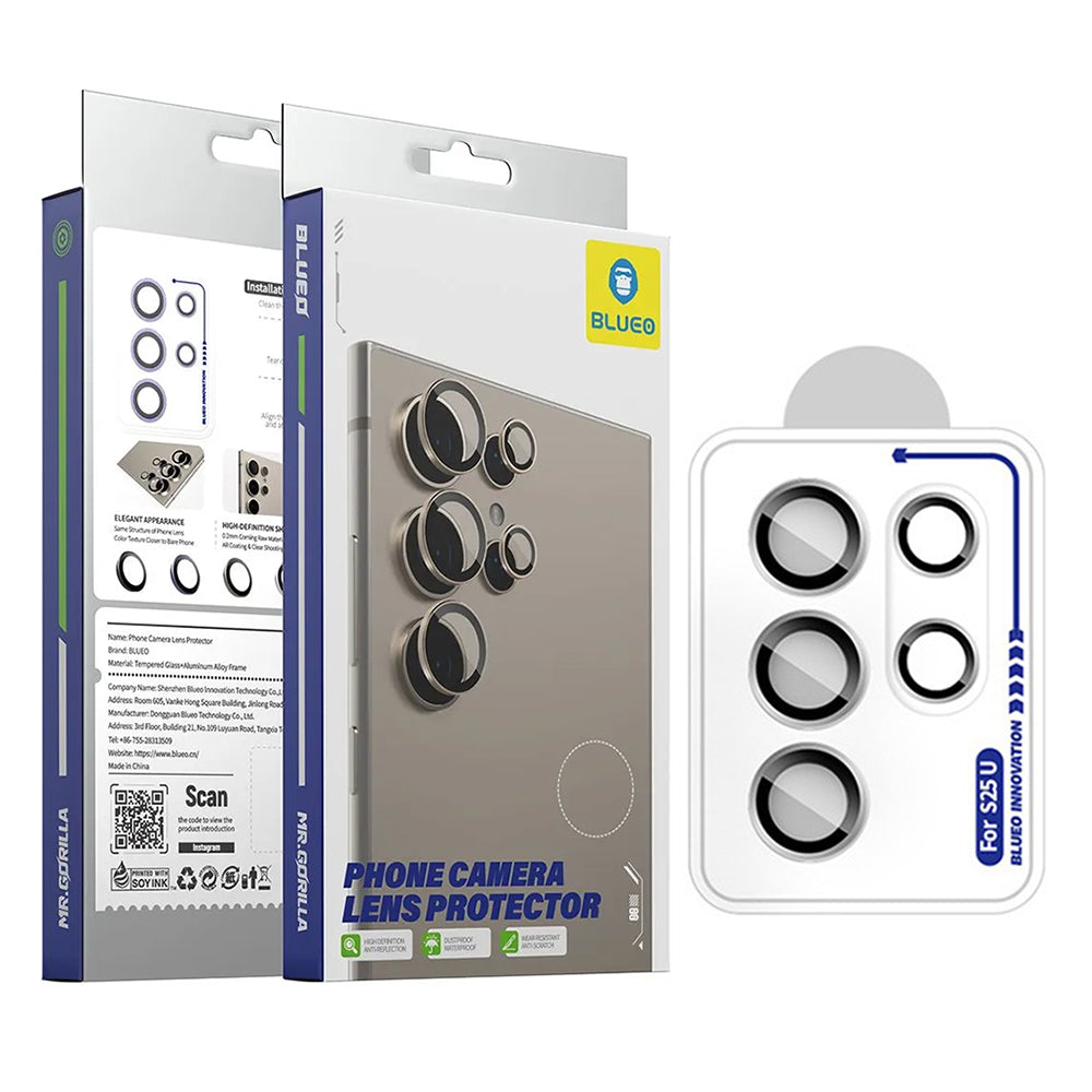 Blueo Rear Camera Protection Film for Samsung Galaxy S26 Ultra S948, Tempered Glass, Black