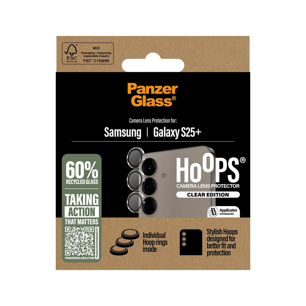 PanzerGlass Hoops Rear Camera Protection Film for Samsung Galaxy S25+ S936, Tempered Glass, Transparent