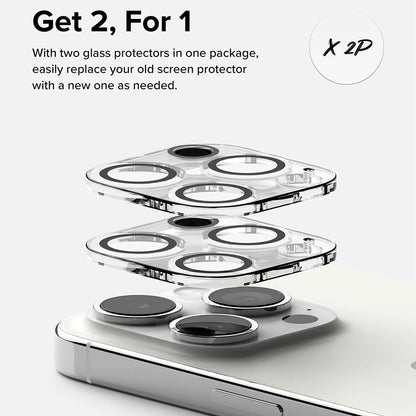 Ringke Rear Camera Protective Film for Apple iPhone 15 Pro, Tempered Glass, Set of 2 Pieces, Transparent