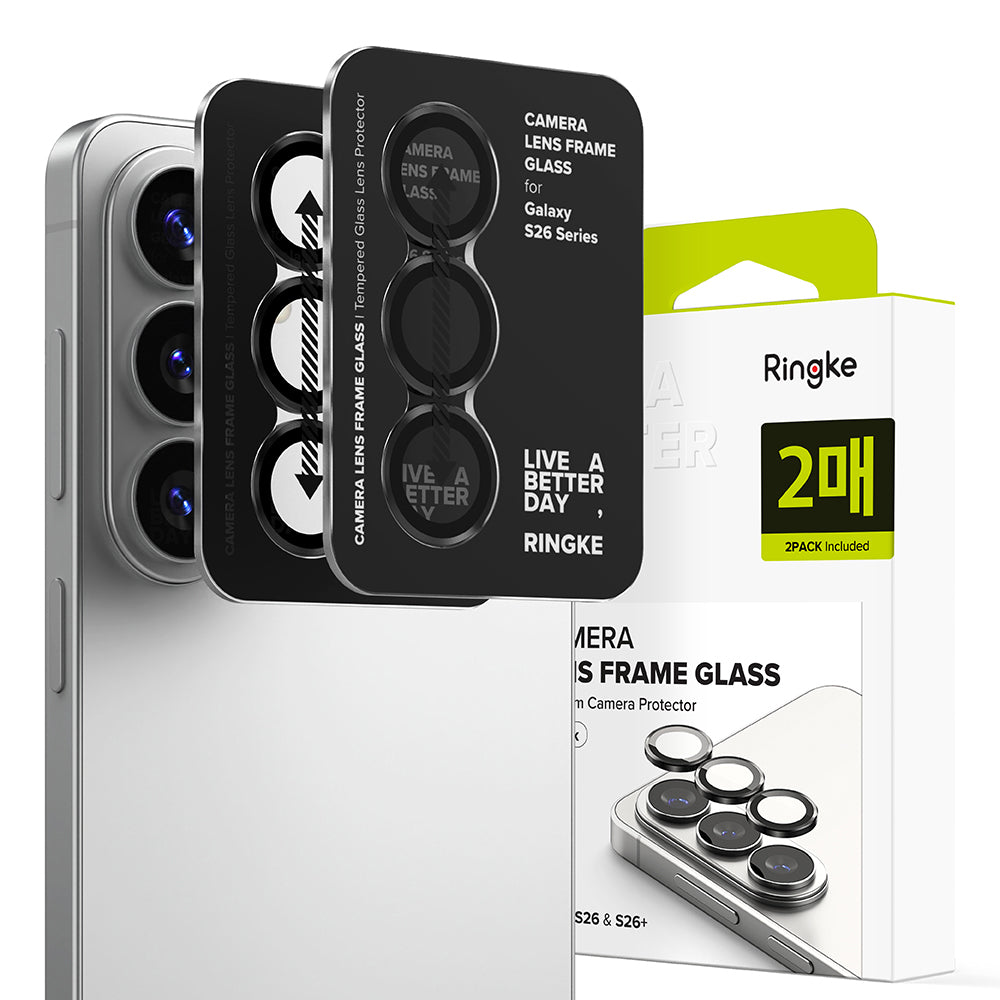 Ringke Rear Camera Protection Film for Samsung Galaxy S26 Plus S947 / S26, Tempered Glass, Set of 2 pieces, Black