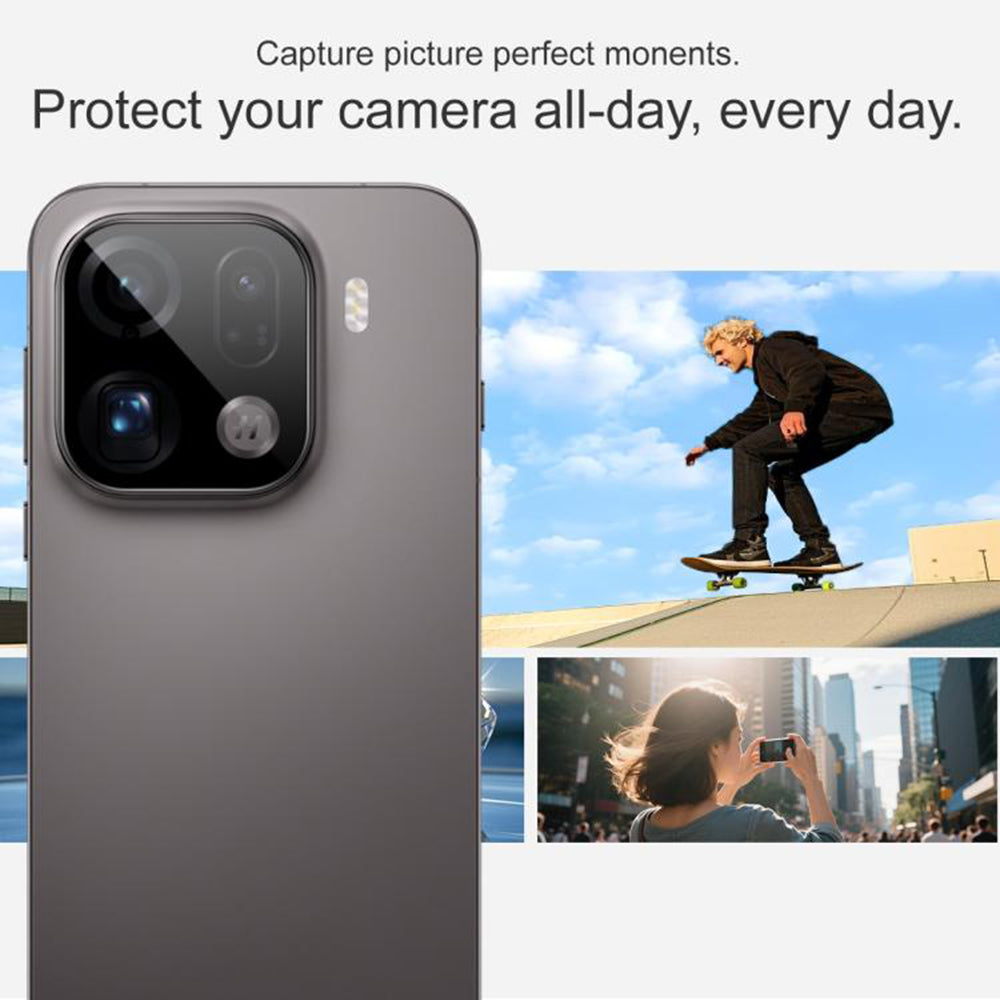 Techsuit Rear Camera Protection Film for Oppo Find X9 Pro, Tempered Glass, Black