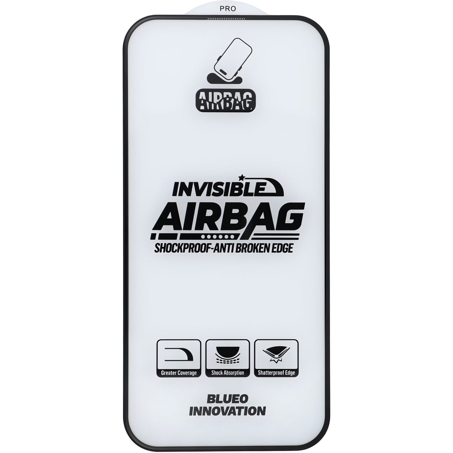Blueo Anti-broken Screen Protector for Apple iPhone 16 Pro Max, Tempered Glass, Full Glue, 5D, Black