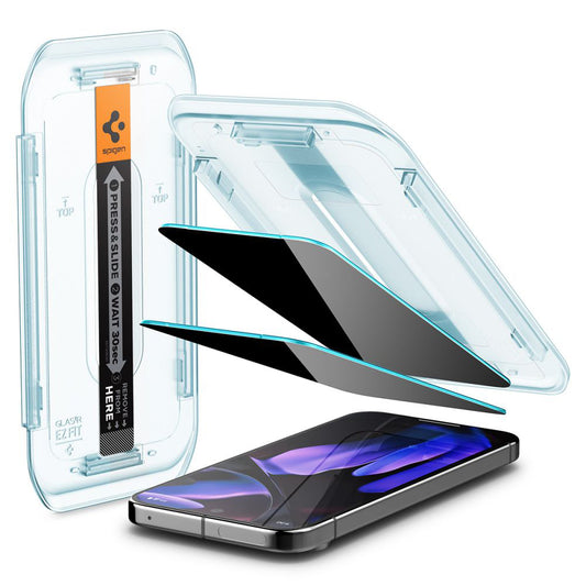 Spigen GlastR EZ FIT Privacy Screen Protector for Google Pixel 9 / 9 Pro, Tempered Glass, Full Glue, Set of 2 pieces