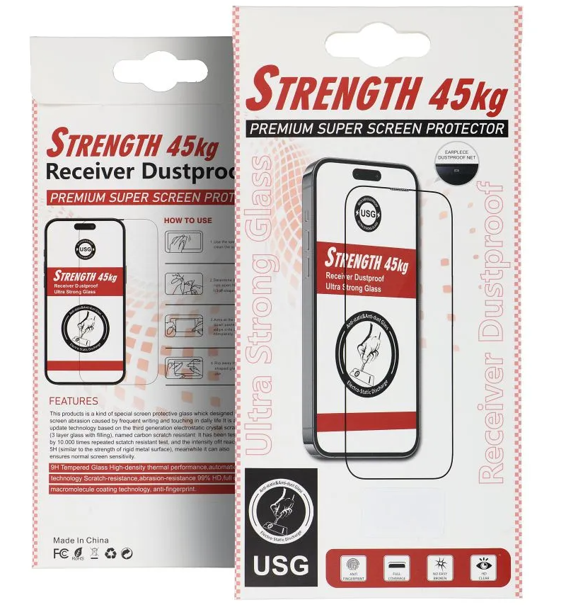 OEM Ultra Strong 45KG Screen Protector for Apple iPhone 14 Pro, Tempered Glass, Full Glue, 2.5D, Black