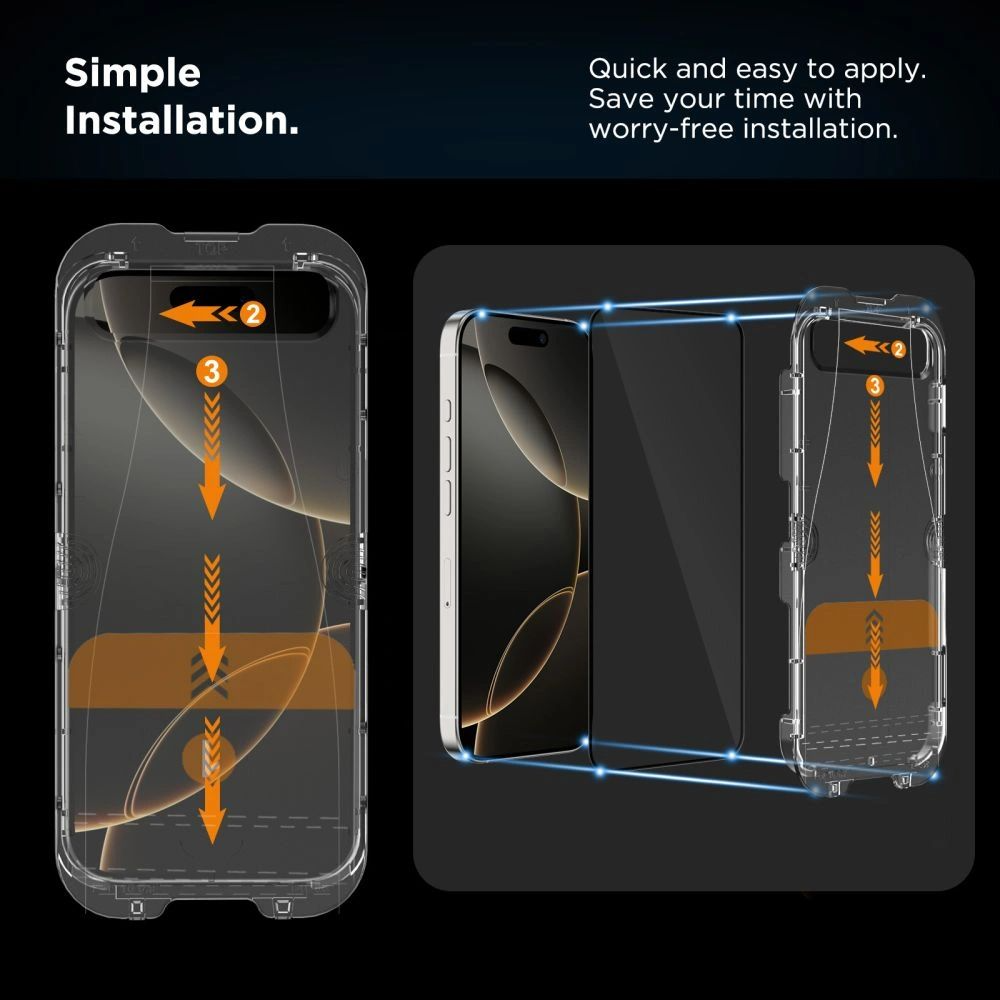 Tech-Protect Quick Set+ Screen Protector for Apple iPhone 17, Tempered Glass, Full Glue, Set of 2 pieces, Black