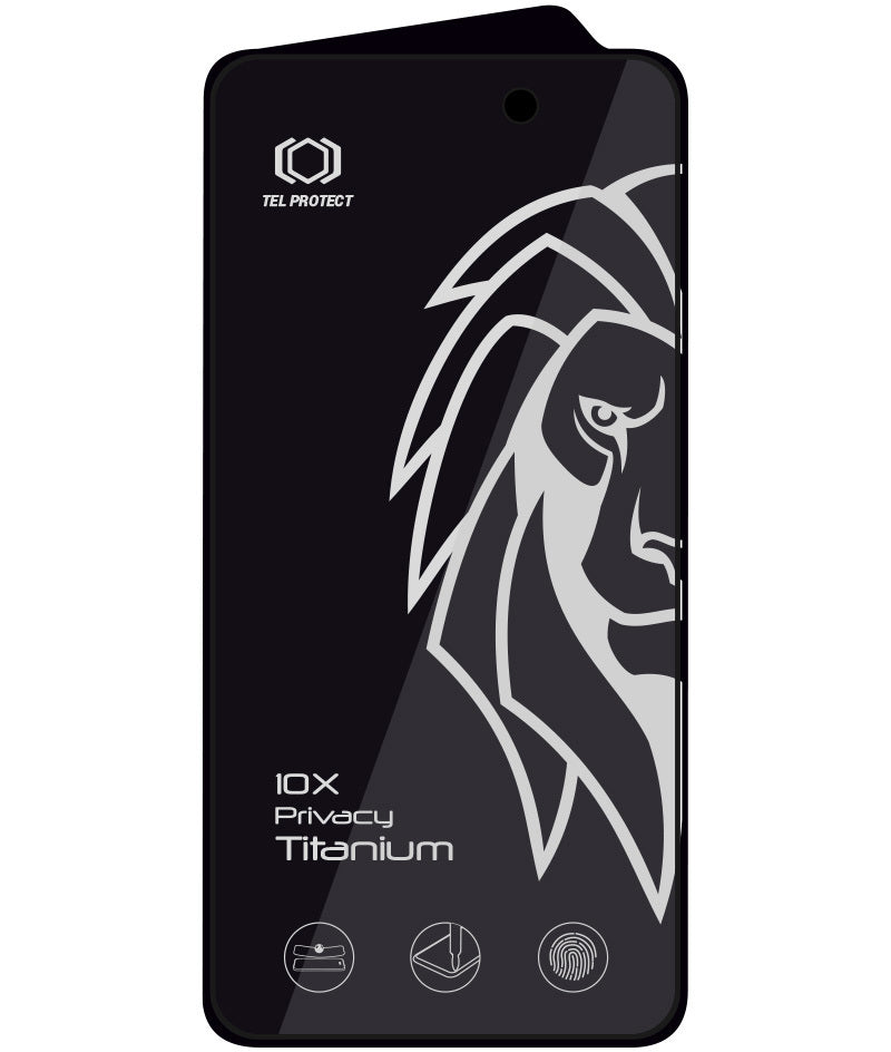 Tel Protect 10X Plus Titanium Privacy Screen Protector for Apple iPhone 17 Pro Max, Tempered Glass, Full Glue