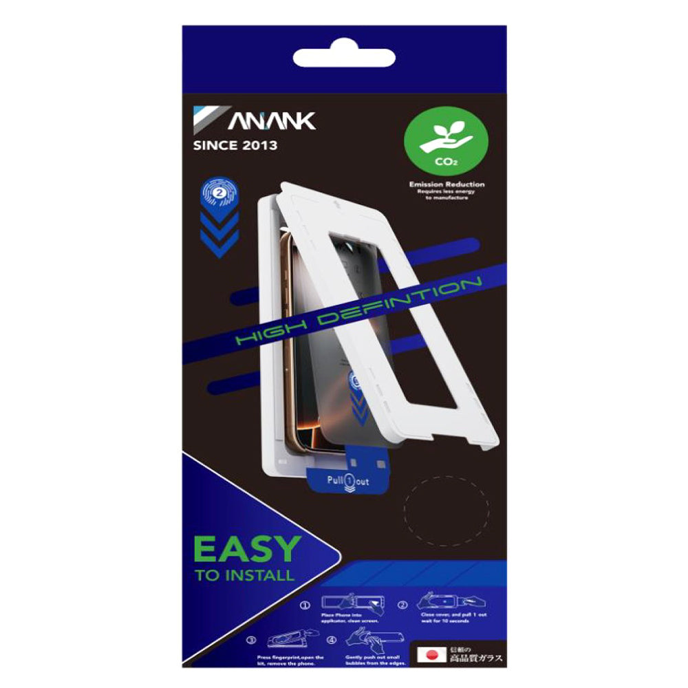 Anank 2X Reinforced Screen Protector for Apple iPhone 15 Pro Max, Tempered Glass, Full Glue, 2.5D, Black