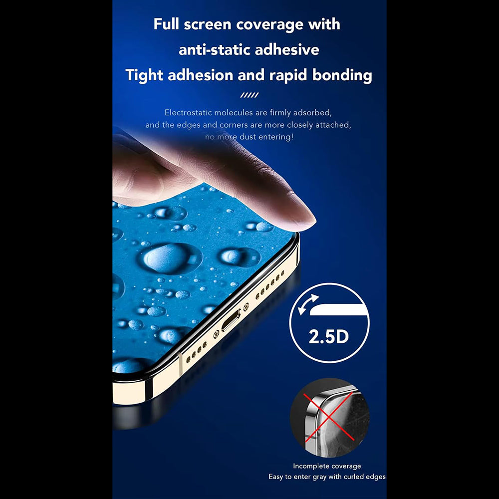 Anank 3X Reinforced Screen Protector Film for Apple iPhone 17e / 16e / 14 / 13 Pro, Tempered Glass, Full Glue, 2.5D, Black