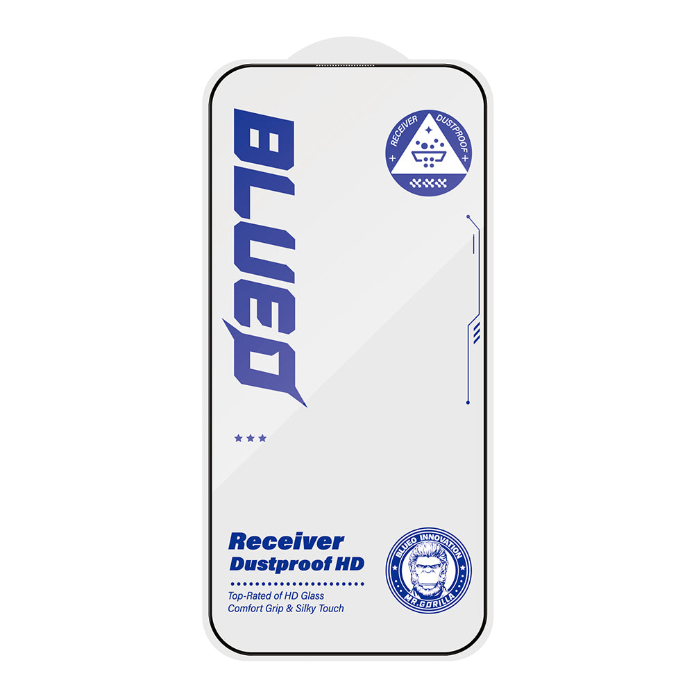 Blueo Anti-Dust HD Screen Protector Film for Apple iPhone 15 Pro Max, Tempered Glass, Full Glue, Black