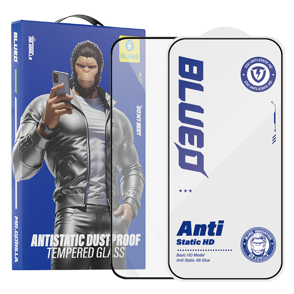Blueo Anti-Static HD Screen Protector Film for Apple iPhone 11 Pro Max / XS Max, Tempered Glass, Full Glue, Black