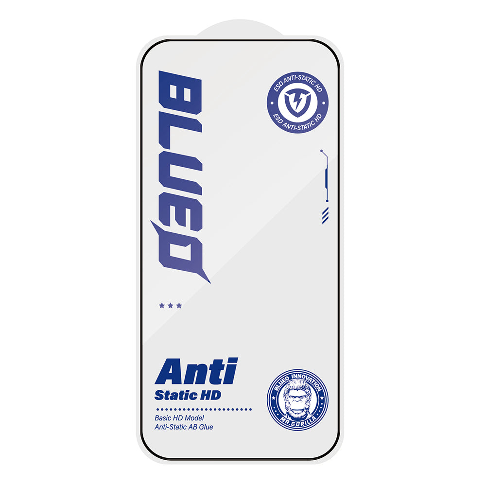 Blueo Anti-Static HD Screen Protector Film for Apple iPhone 14 Plus / 13 Pro Max, Tempered Glass, Full Glue, Black
