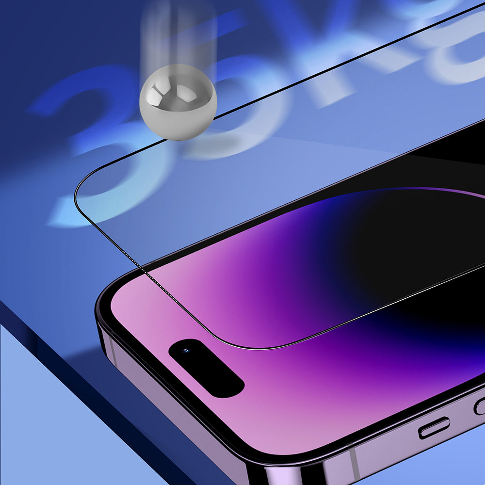 Blueo Sapphire Applicator Pro Screen Protector Film for Apple iPhone 15 Pro Max, Tempered Glass, Full Glue, Black