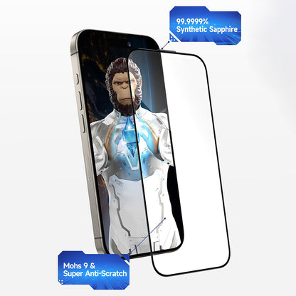 Blueo Sapphire Applicator Pro Screen Protector for Apple iPhone 16 Pro, Tempered Glass, Full Glue, Black