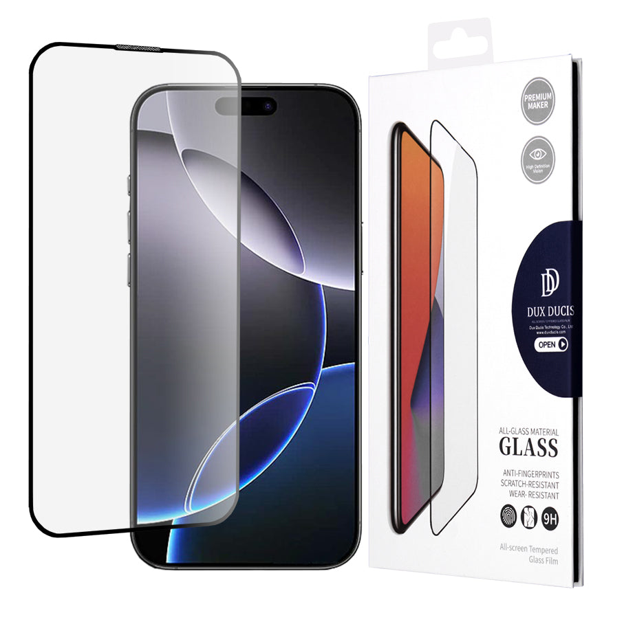 DUX DUCIS Screen Protector for Apple iPhone 16 Pro Max, Tempered Glass, Edge Glue, Black