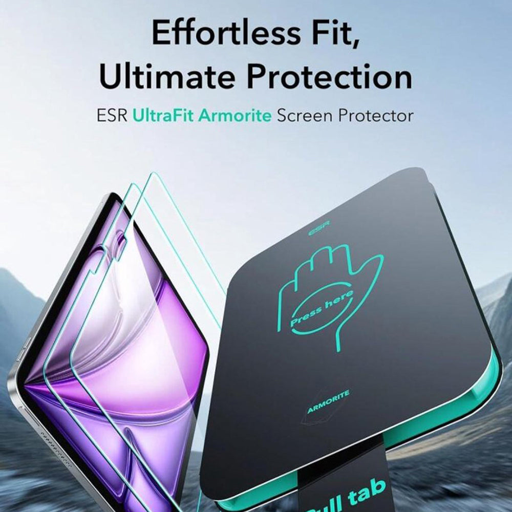 ESR Armorite UltraFit Screen Protector for Apple iPad Air 13 (2026) / Pro 13 (2025), Tempered Glass, Full Glue, Set of 2 pieces