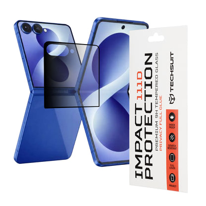Privacy Techsuit Exterior Screen Protector for Samsung Galaxy Z Flip8 F776, Tempered Glass, Full Glue, 111D