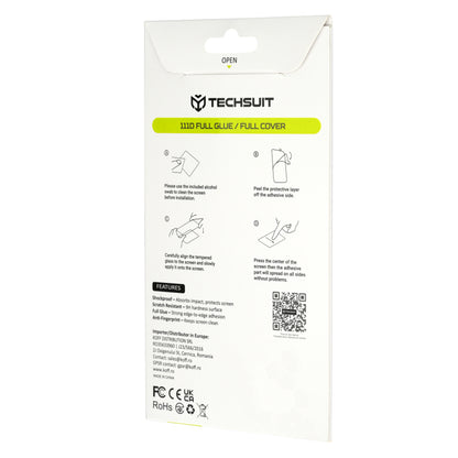 Techsuit Exterior Screen Protector for Samsung Galaxy Z Flip8 F776, Tempered Glass, Full Glue, 111D, Black