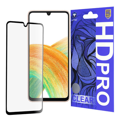 Lito HD Pro Clear Screen Protector for Samsung Galaxy A33 5G A336, Tempered Glass, Full Glue, Black