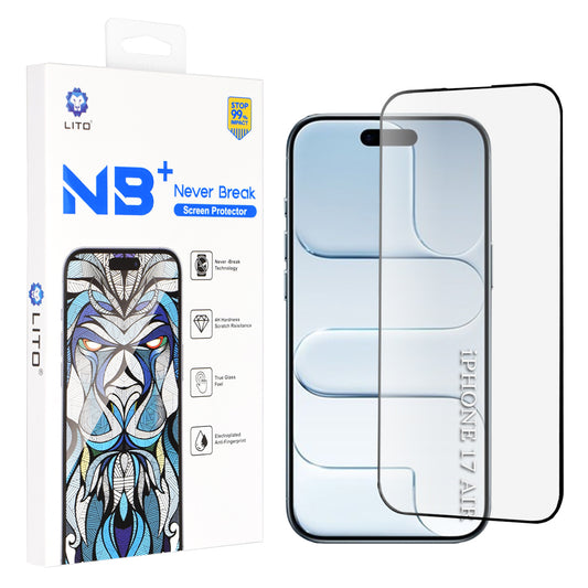 Lito NB Screen Protector for Apple iPhone 17 Air, Tempered Glass, Full Glue, Black