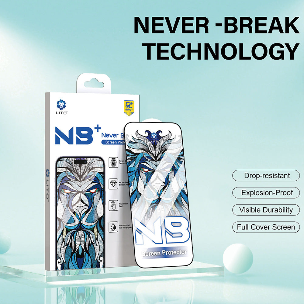 Lito NB Screen Protector for Apple iPhone 17 Pro Max, Tempered Glass, Full Glue, Black