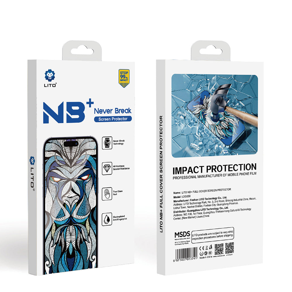 Lito NB Screen Protector for Apple iPhone 17 Pro Max, Tempered Glass, Full Glue, Black