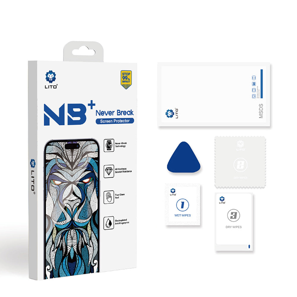 Lito NB Screen Protector for Apple iPhone 17 Pro Max, Tempered Glass, Full Glue, Black