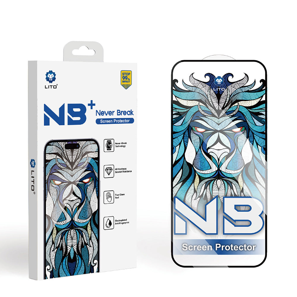 Lito NB Screen Protector for Apple iPhone 17 Pro Max, Tempered Glass, Full Glue, Black