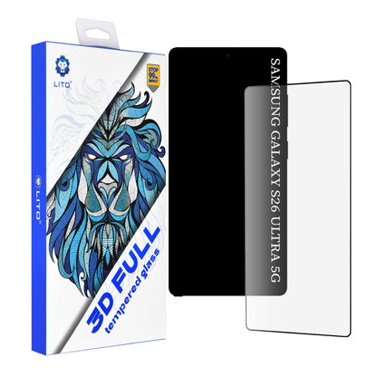 Lito Screen Protector for Samsung Galaxy S26 Ultra, Tempered Glass, Full Glue, 3D, Black