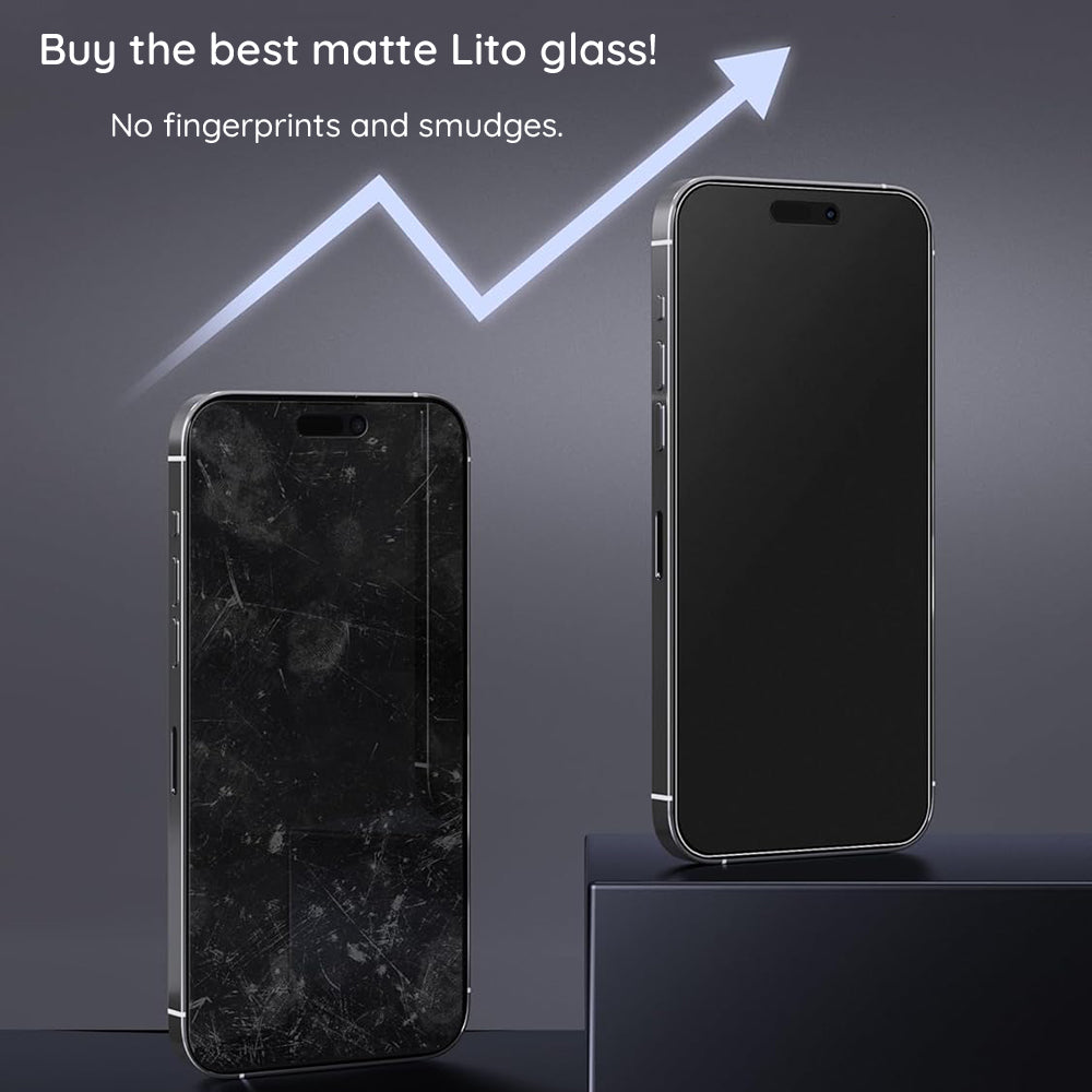 Matte Screen Protector Lito HD Pro for Apple iPhone 16 Pro, Tempered Glass, Full Glue, Black