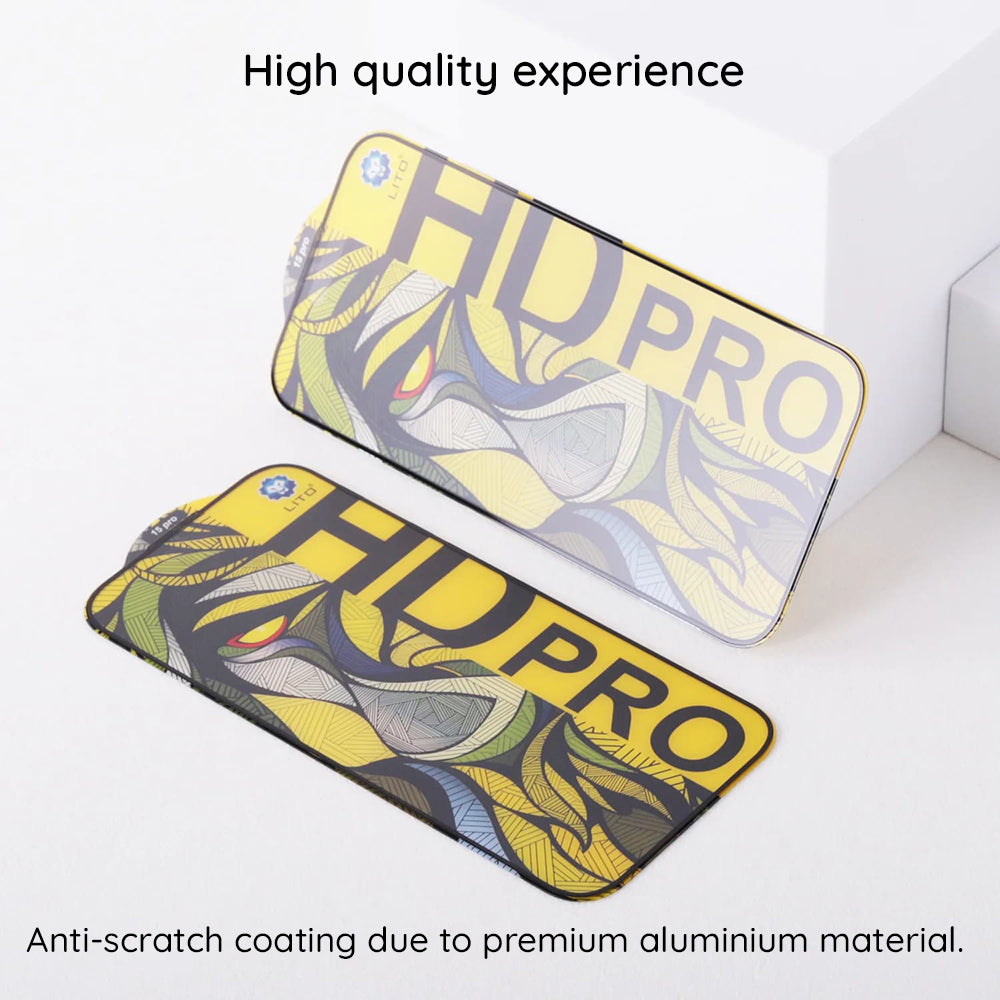 Matte Screen Protector Lito HD Pro for Apple iPhone 16 Pro, Tempered Glass, Full Glue, Black